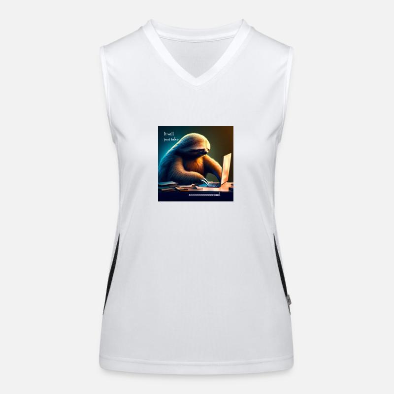 Sloth working in IT Funktionelles Kontrast-Tank Top für Frauen