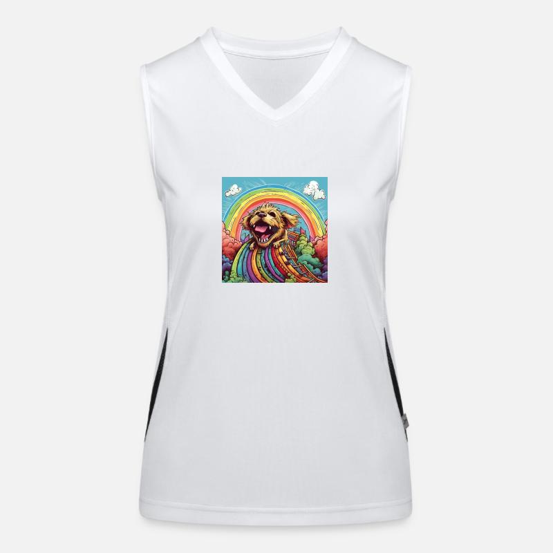 Funny LSD - freaky dwarf - Dog on Rollercoster 1 Women's Functional Contrast Tank Top