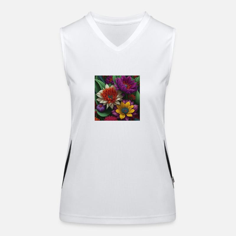 multiple flower patern exotic Women's Functional Contrast Tank Top