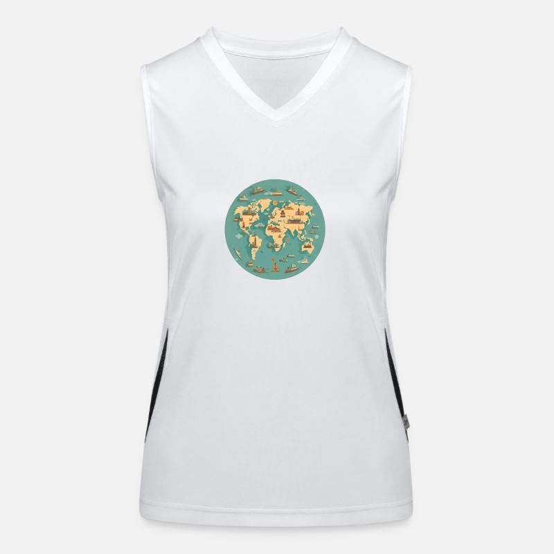 World map Women's Functional Contrast Tank Top