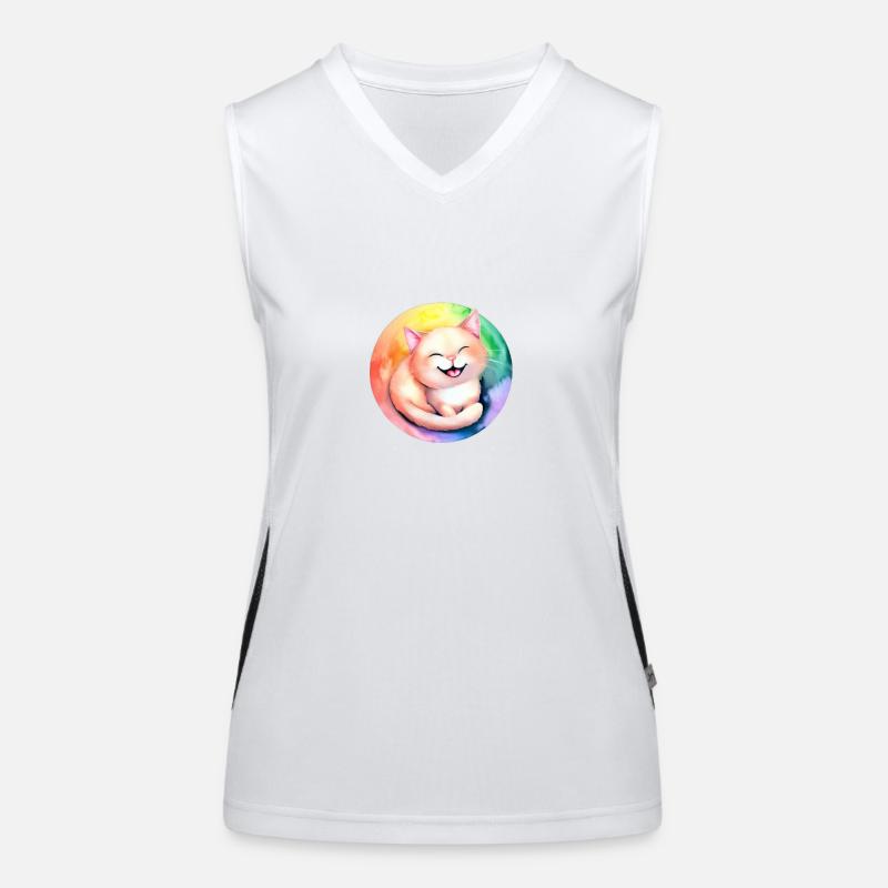 Regenbogenkatze Funktionelles Kontrast-Tank Top für Frauen
