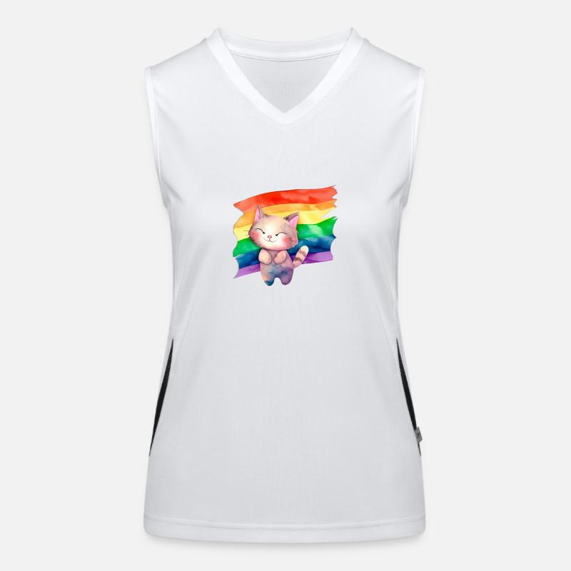 Chat avec drapeau lgbt Débardeur respirant contrasté Femme