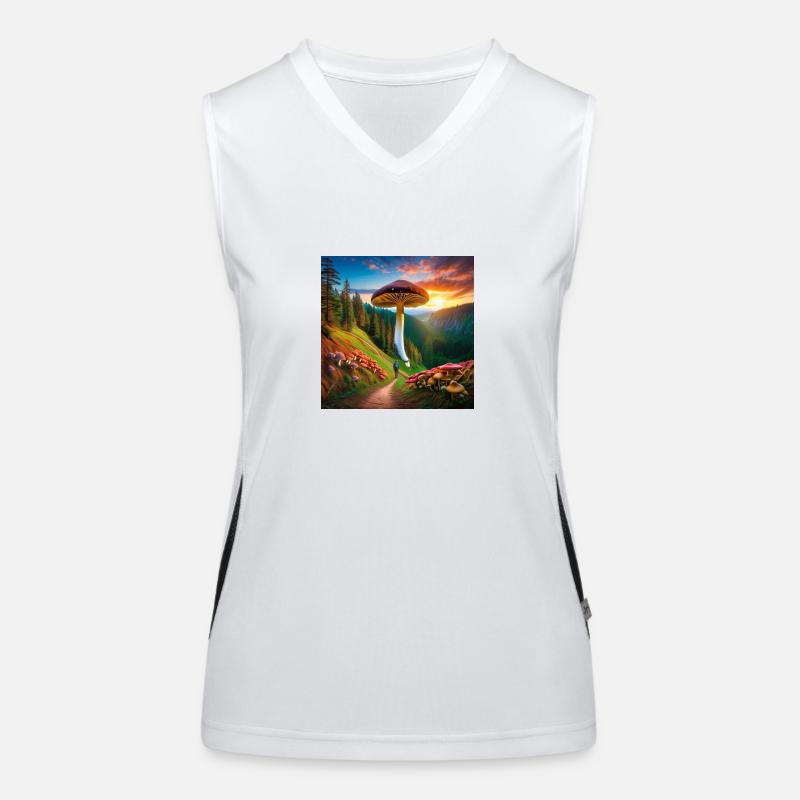psychedelisches trippy Wanderer Pilz-Design Funktionelles Kontrast-Tank Top für Frauen