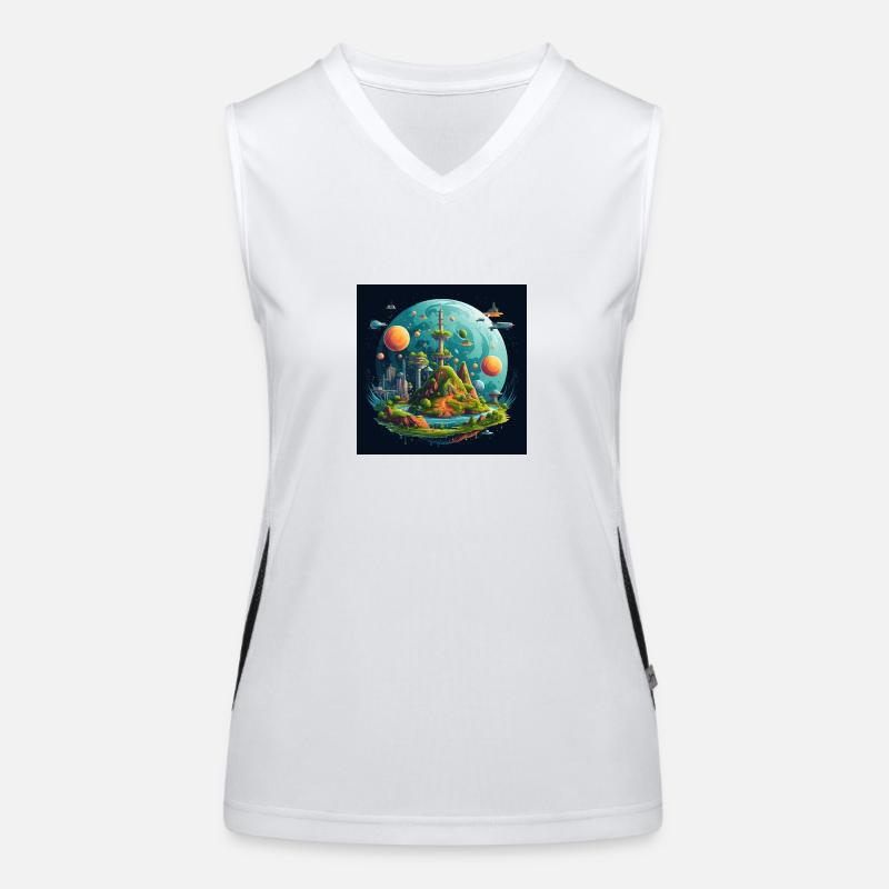 Solar System Flat Earth Women's Functional Contrast Tank Top