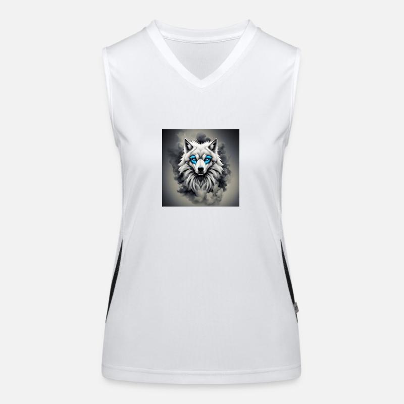 wolf blue eyes Women's Functional Contrast Tank Top