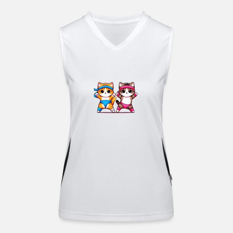 Aerobic kittens 80s style Women's Functional Contrast Tank Top
