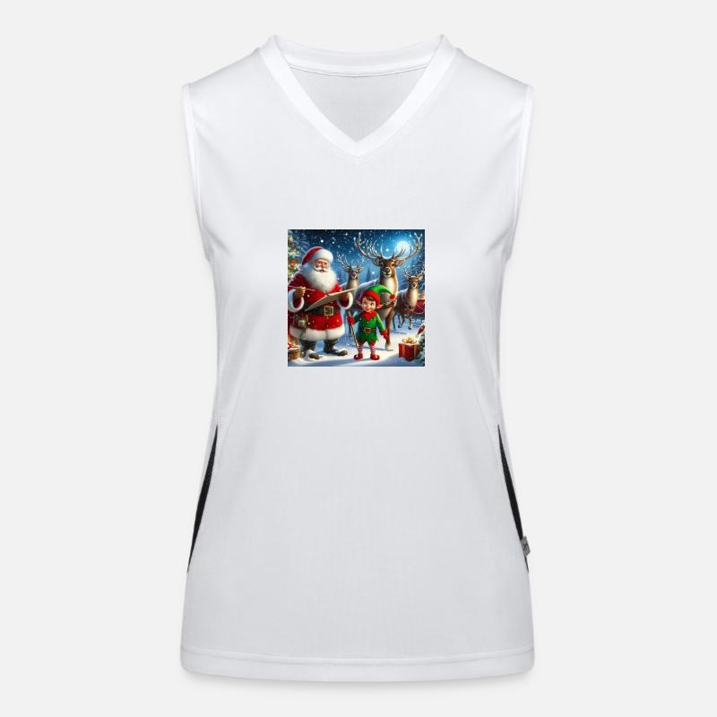 Weihnachtsmann, Elf und Rentier Funktionelles Kontrast-Tank Top für Frauen