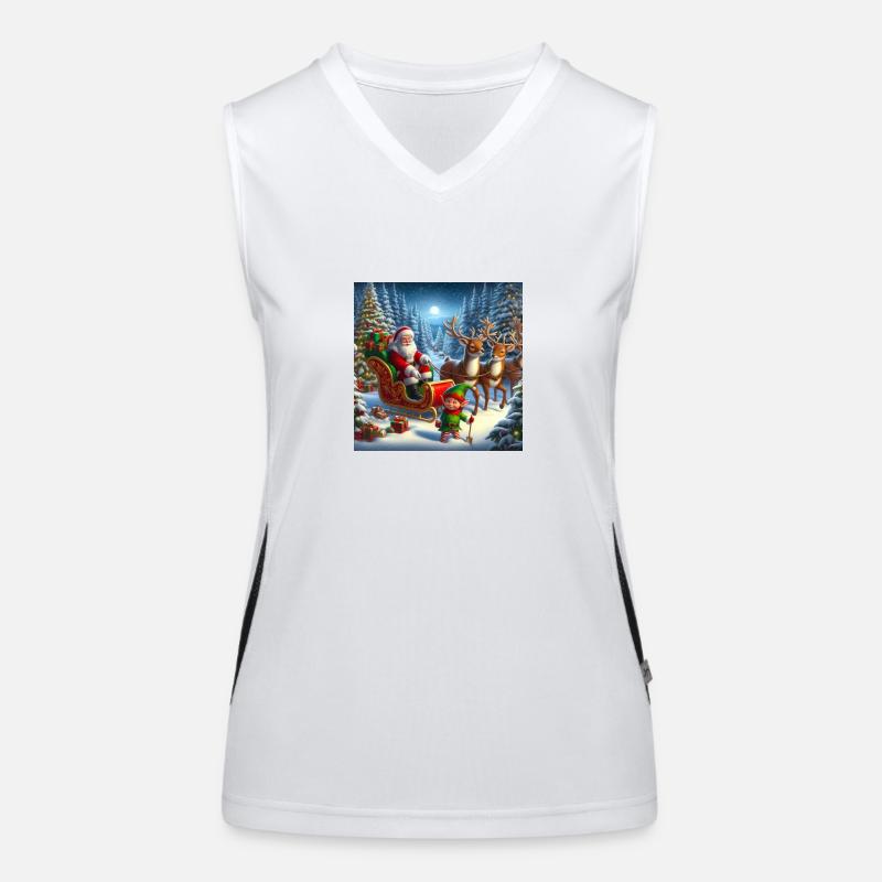 Weihnachtsmann im Weihnachtsschlitten Funktionelles Kontrast-Tank Top für Frauen