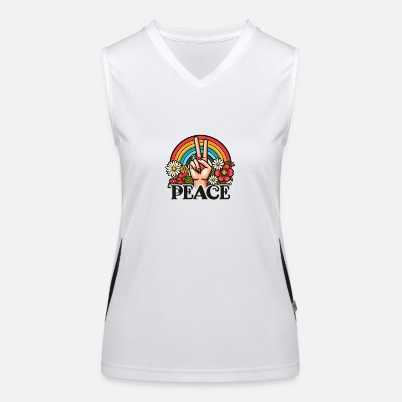 Peace sign - Women's Functional Contrast Tank Top - white/black