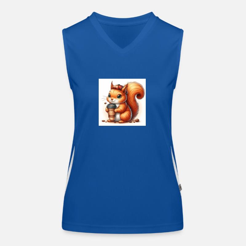 Squirrel with coffee to go Women's Functional Contrast Tank Top