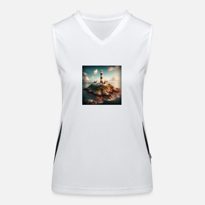 A lighthouse on a remote island Women's Functional Contrast Tank Top