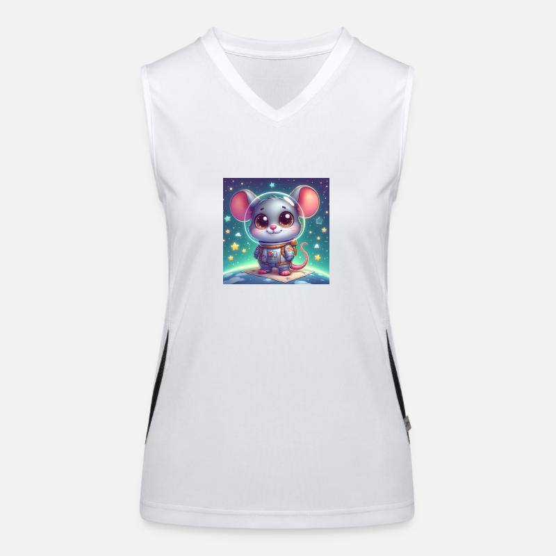 Space mouse in spacesuit on the moon Women's Functional Contrast Tank Top