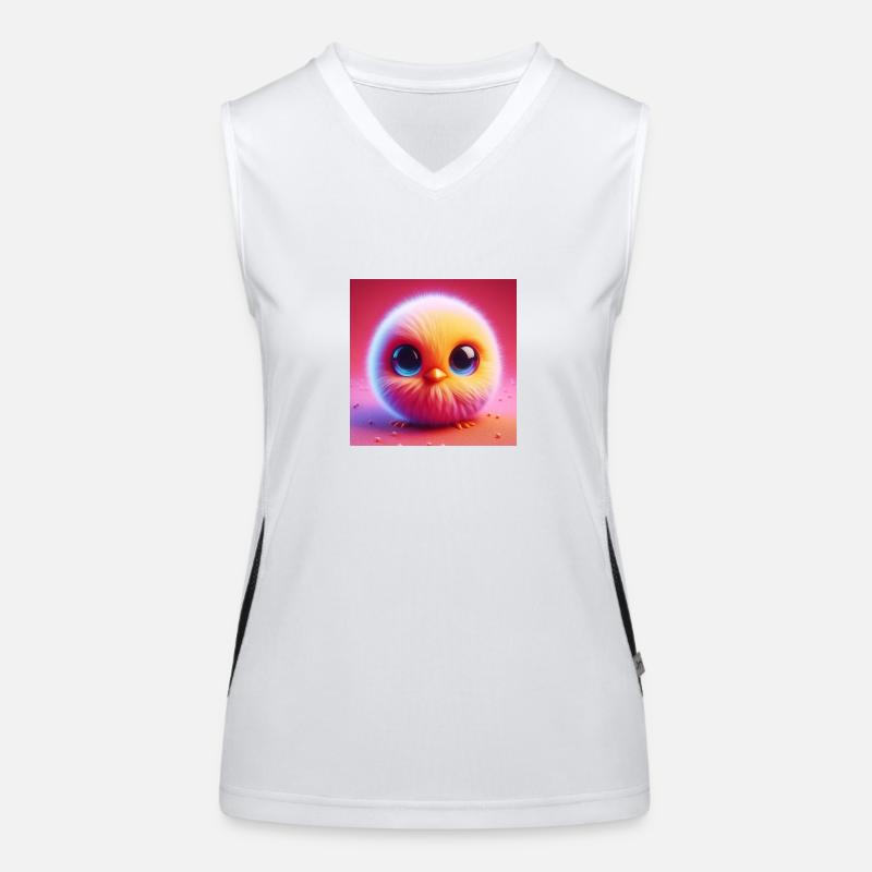 Chick 3D hyperrealism yellow with big eyes Women's Functional Contrast Tank Top