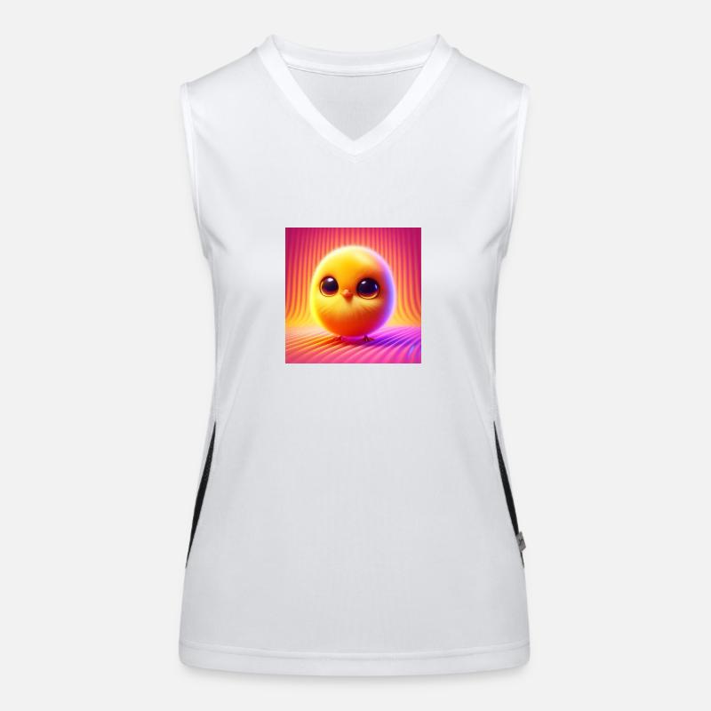 chick fluffy pastel color 3D hyperrealism Women's Functional Contrast Tank Top
