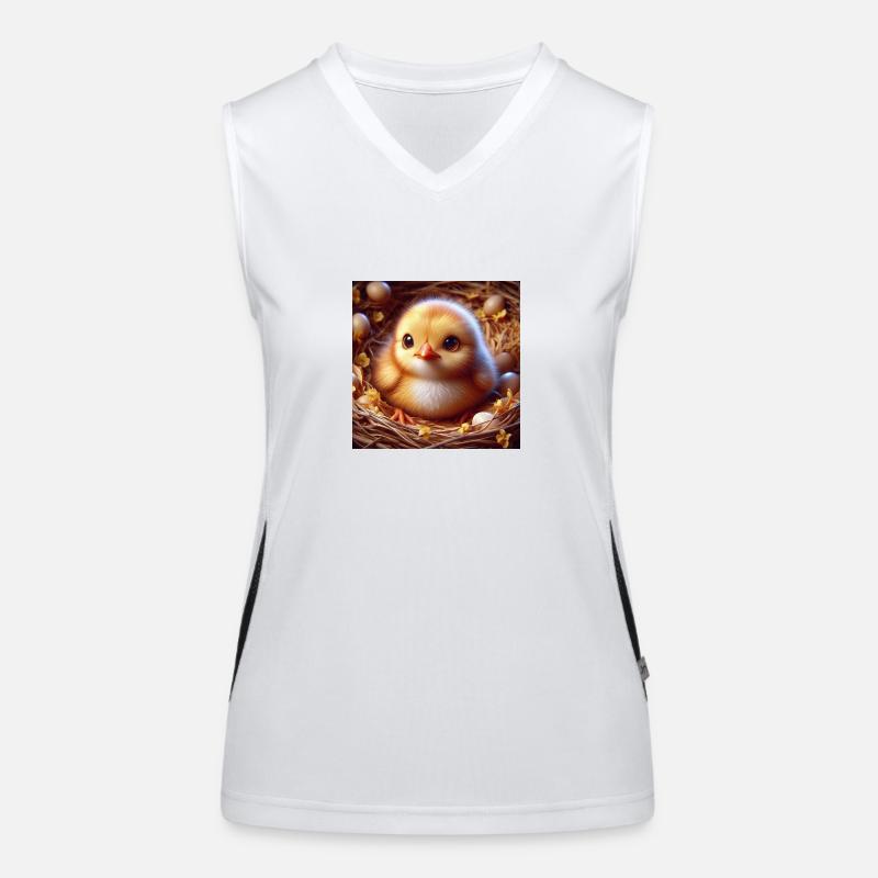 Chick 3D Hyperrealism Yellow White in Nest Women's Functional Contrast Tank Top