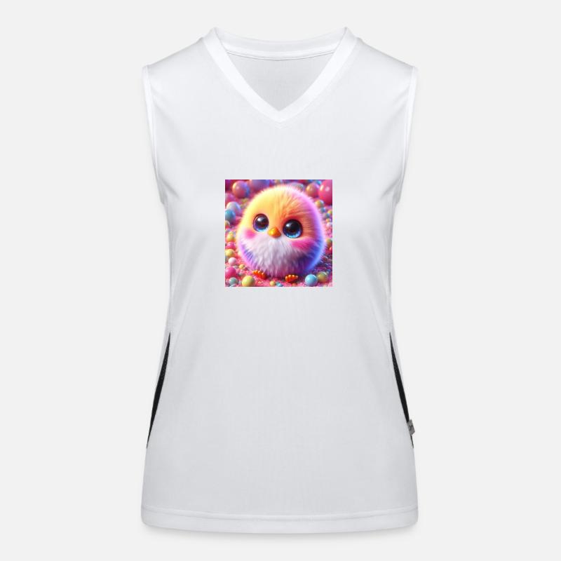 Chicks 3D Hyperrealism Yellow White with Balls Women's Functional Contrast Tank Top