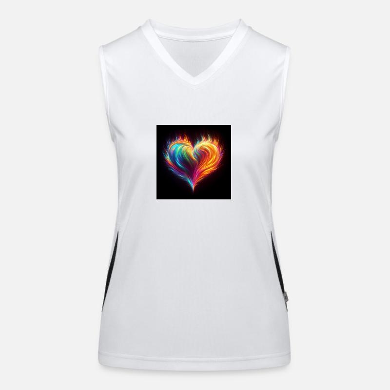 Rainbow fire heart Women's Functional Contrast Tank Top