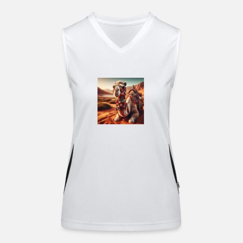 camel in a desert A1 Débardeur respirant contrasté Femme