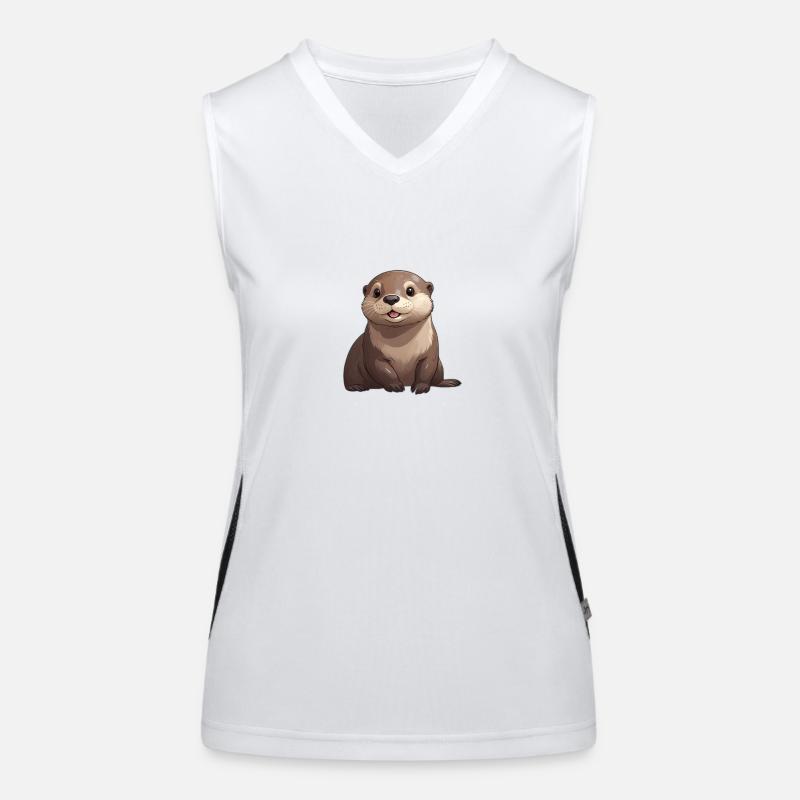 Niedlicher sitzender Otter Funktionelles Kontrast-Tank Top für Frauen