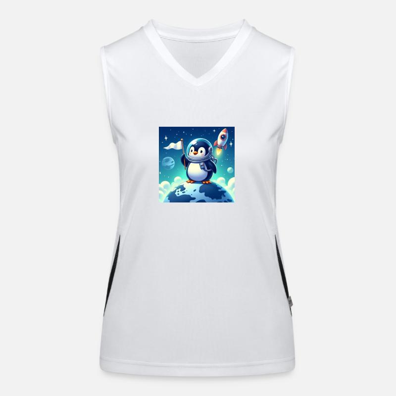 Penguin in space Women's Functional Contrast Tank Top