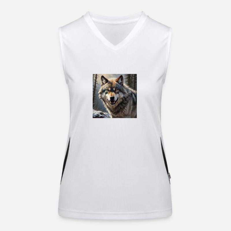 Wolf - Women's Functional Contrast Tank Top - white/black