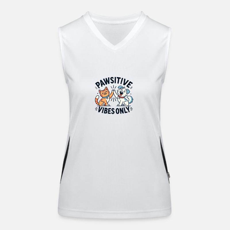 Pawsitive Vibes Only - Katzen und Hunde Design Funktionelles Kontrast-Tank Top für Frauen