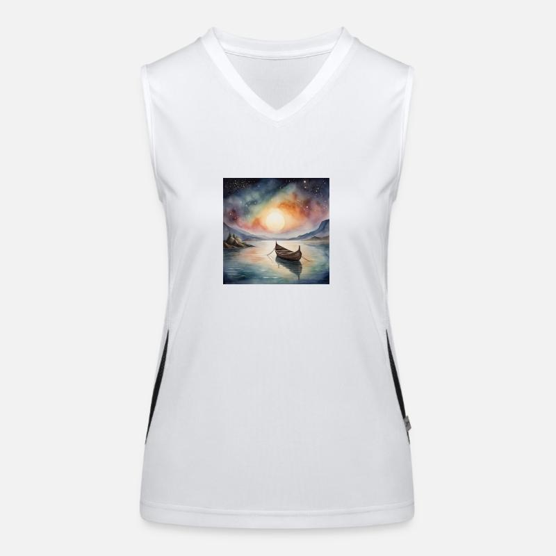 Celestial Boat – A Journey Through Time and Space Women's Functional Contrast Tank Top
