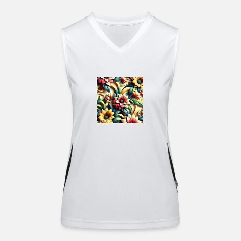 Blumenmuster 3D Effekt Funktionelles Kontrast-Tank Top für Frauen