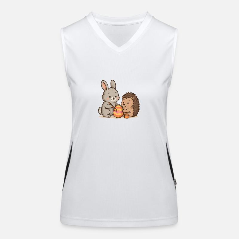 Lapin & hérisson Tableau oeufs de Pâques – Sweet Easter Duo Débardeur respirant contrasté Femme