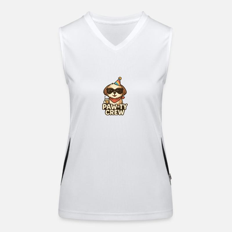 TinyPaws Funlogo Paw-ty Crew Funktionelles Kontrast-Tank Top für Frauen