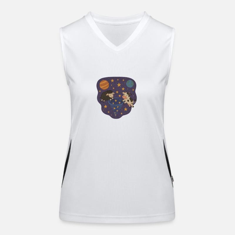 Space cow and sheep Women's Functional Contrast Tank Top