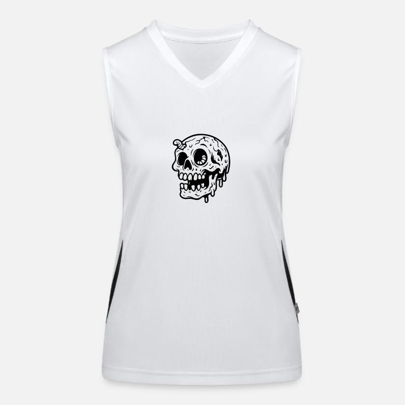 Skull Comic Art Black And White Funktionelles Kontrast-Tank Top für Frauen