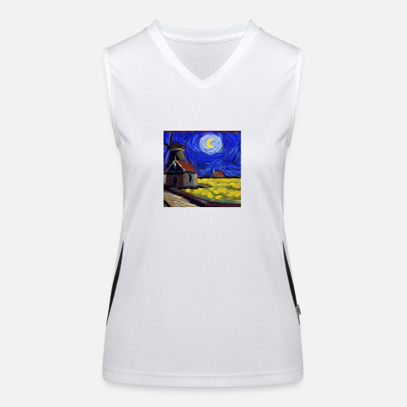 Digitale Kunst eines Van Gough-Gemäldes Funktionelles Kontrast-Tank Top für Frauen