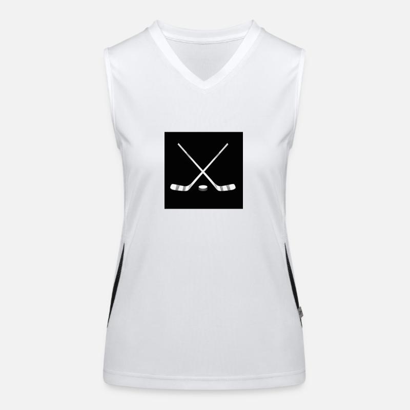 Hockeyschläger mit Puck Funktionelles Kontrast-Tank Top für Frauen