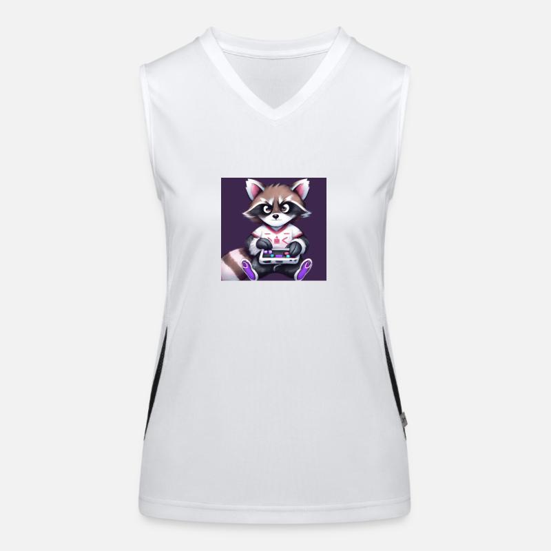 Kaweii Racoon Playing Computer Games Women's Functional Contrast Tank Top