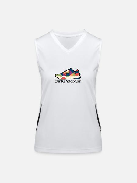 Shoe 7 - Funktionelles Kontrast-Tank Top für Frauen - Weiß/Schwarz - Vorne