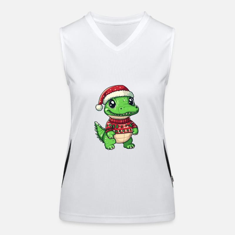 Bande dessinée de Noël alligator Débardeur respirant contrasté Femme
