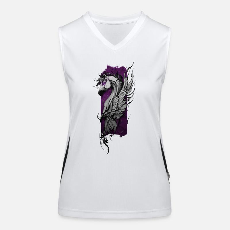 Celestial Harmony: Winged Horse - Women's Functional Contrast Tank Top - white/black
