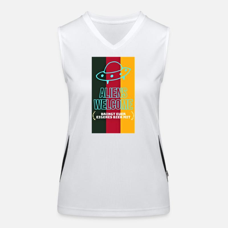 Alien Beer Reception Humor Women's Functional Contrast Tank Top