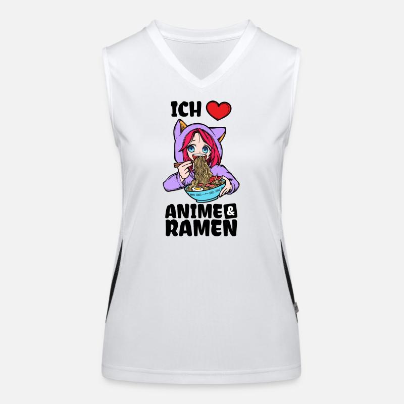 Herz Ramen Statement Comic Ich Liebe Anime Manga Funktionelles Kontrast-Tank Top für Frauen