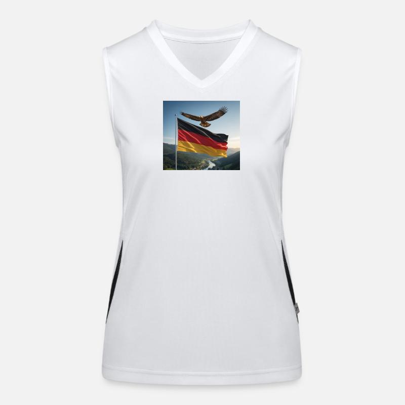 Adler über der deutschen Flagge Funktionelles Kontrast-Tank Top für Frauen