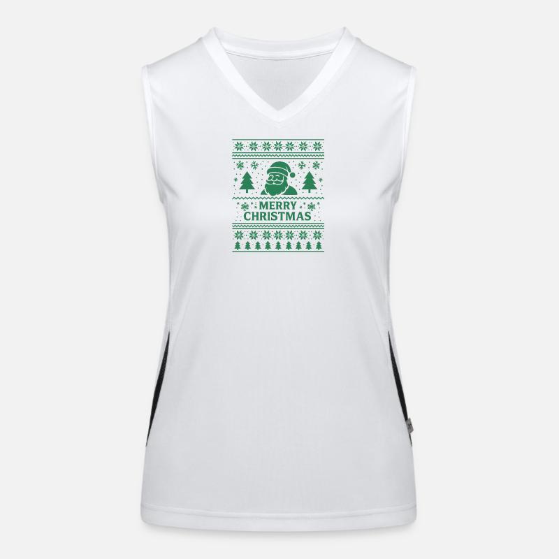 Green Santa Christmas Pattern Women's Functional Contrast Tank Top
