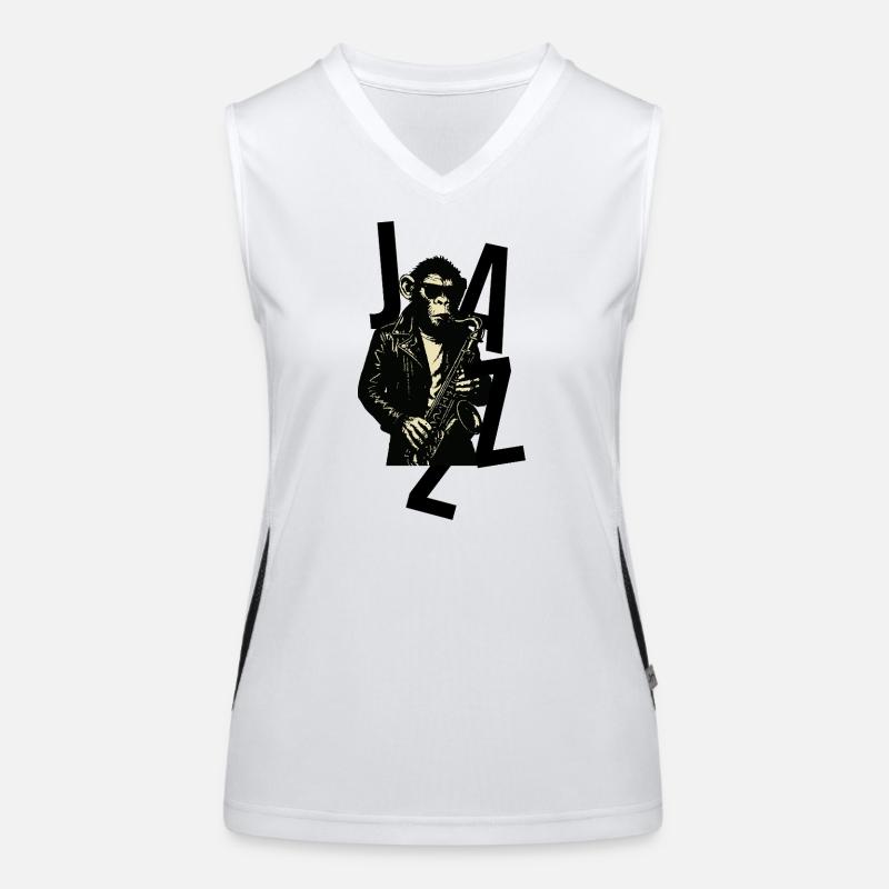 Saxophonaffe im Leder Funktionelles Kontrast-Tank Top für Frauen