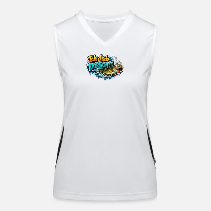I Shoot Cod Graffiti Fish Women's Functional Contrast Tank Top