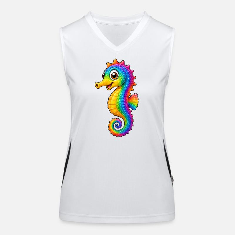 Animal drôle de dessin animé de hippocampe coloré Débardeur respirant contrasté Femme