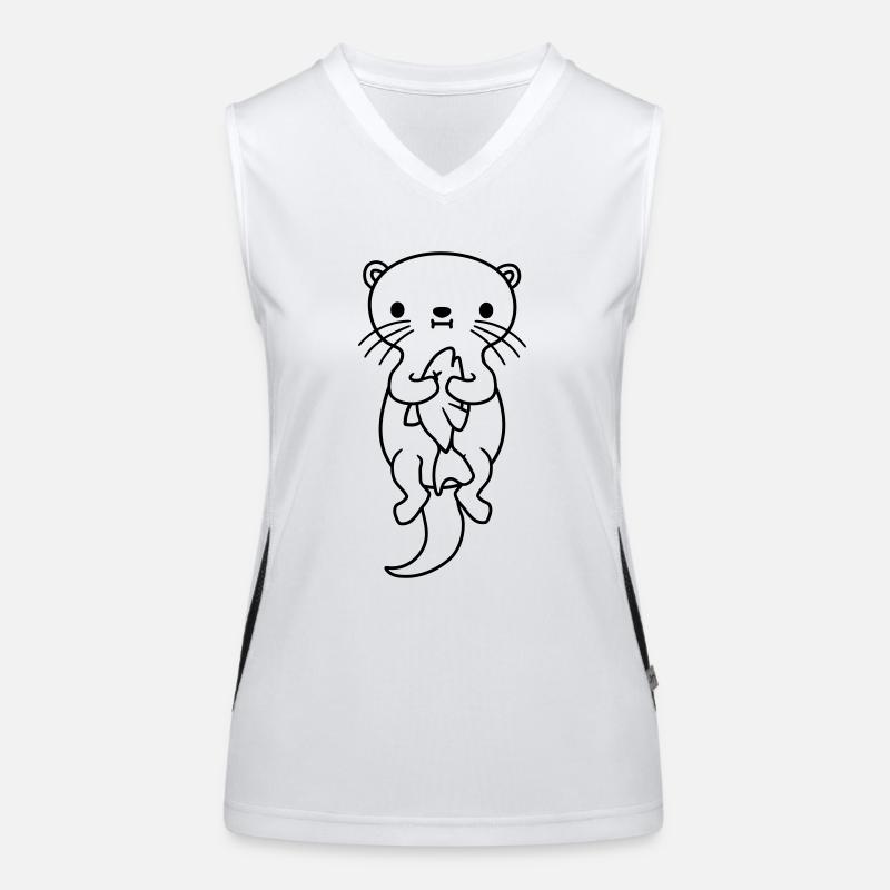 hungry otter eats fish hunger Women's Functional Contrast Tank Top