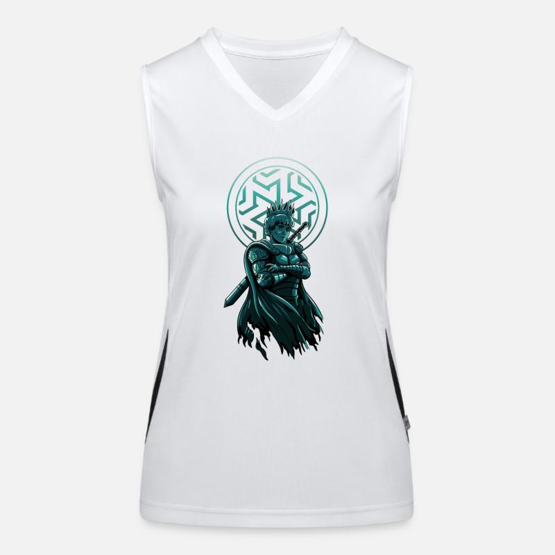 Tabletop Warrior: Crow Lover with Sword - Unique Women's Functional Contrast Tank Top