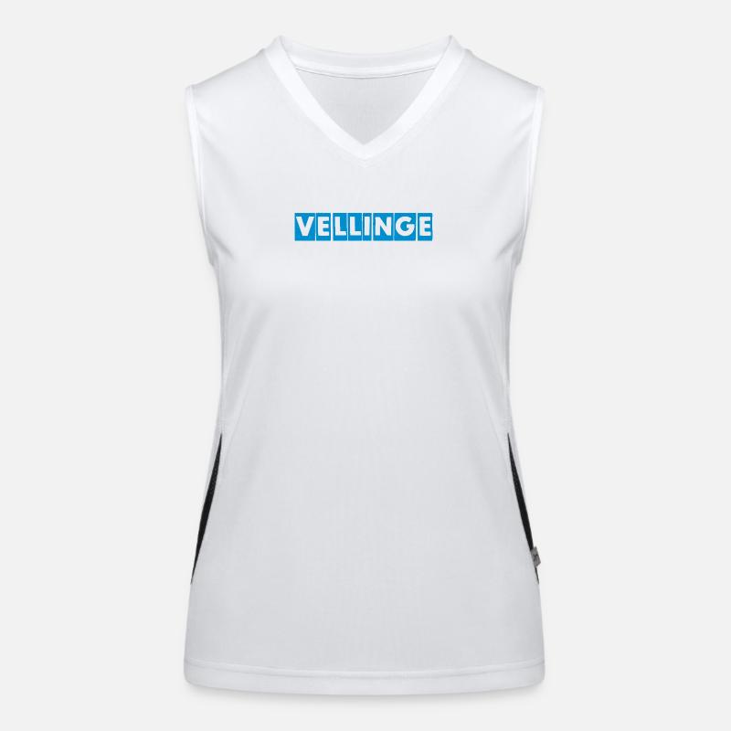 Vellinge – Blue Text Design Women's Functional Contrast Tank Top