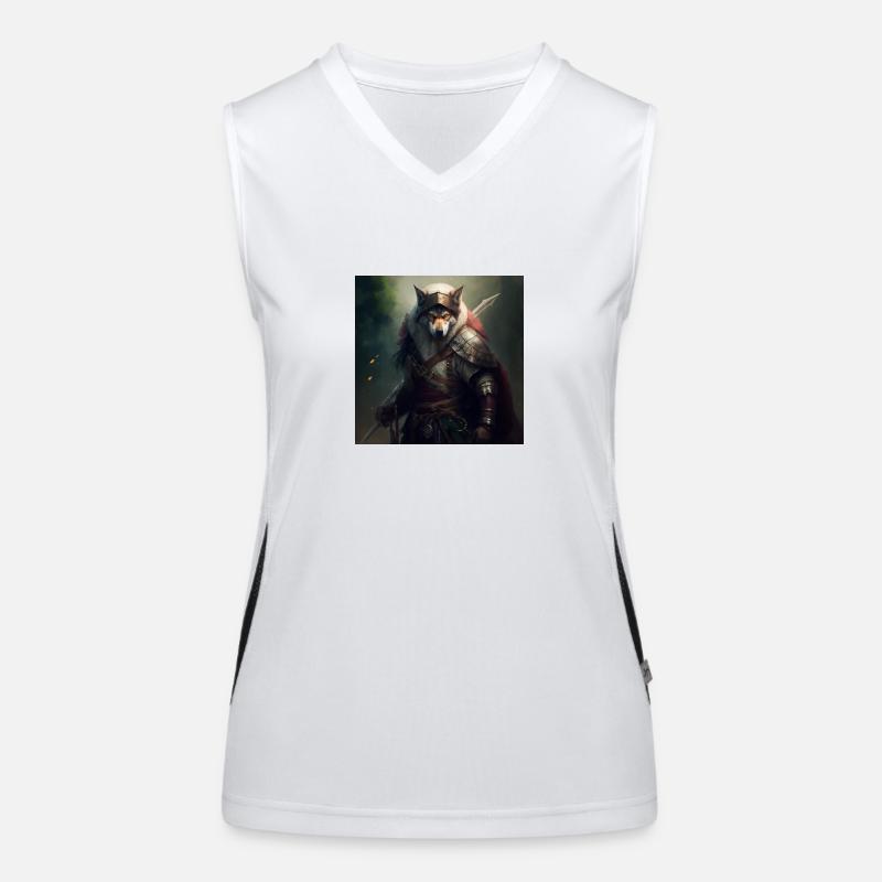 Wolf Krieger mit Schwert Funktionelles Kontrast-Tank Top für Frauen