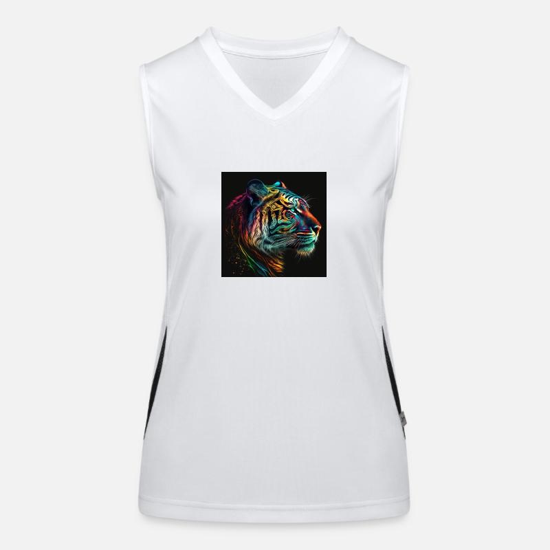 Rainbow Roar Funktionelles Kontrast-Tank Top für Frauen